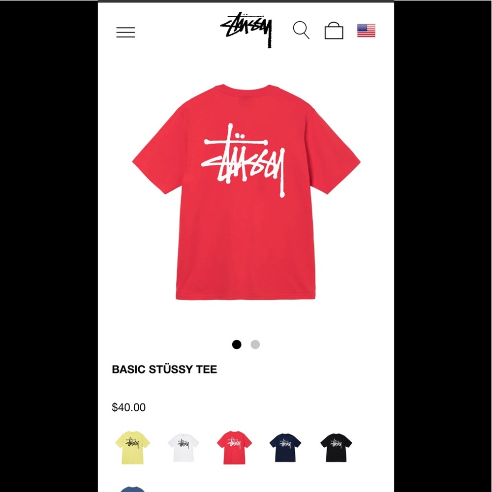 STÜSSY Basic Logo Tee in Red New With Tag       Mens Size Small Brand New